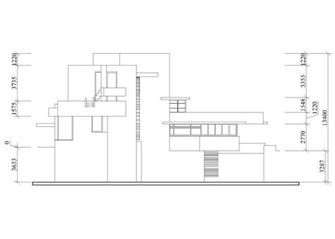 三层住宅流水别墅平面图SU模型方案赖特作品集-设计素材网