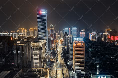 武汉城市夜景大气航拍实拍图片摄影图高清摄影大图-千库网