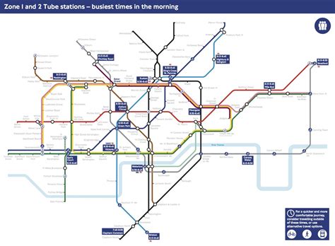 This London Tube map shows the busiest morning times for passengers ...