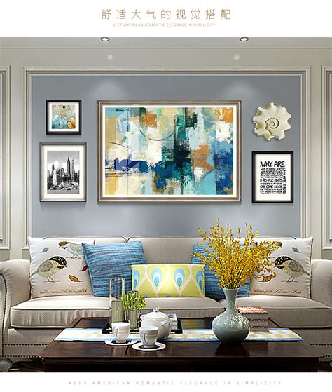 手绘油画定制欧式沙发背景墙画 美式玄关挂画 客厅装饰画 金孔雀-美间设计