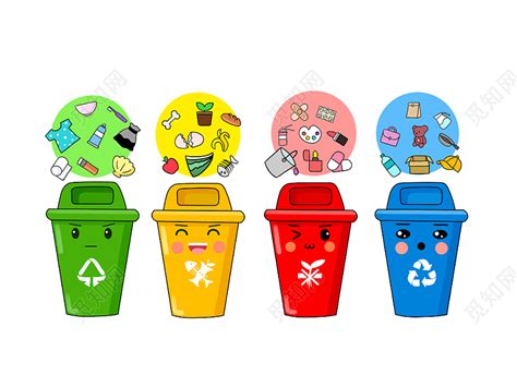 【可爱环保垃圾分类垃圾桶】图片下载-包图网
