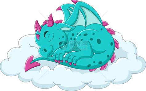 卡通婴儿蓝龙睡在云上插画图片下载-正版图片306791995-摄图网