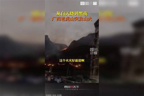 从白天烧到晚上！4月8日下午3时许，广西#河池老虎山突发山火，当地已组织消防等部门前往灭火，愿平安！