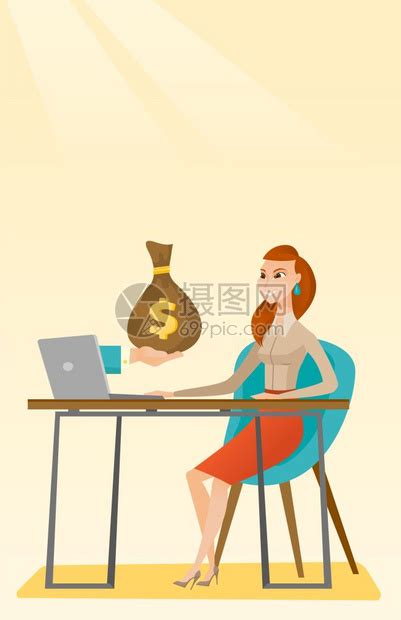 女商人使用电脑从网上挣钱卡通矢量插画插画图片下载-正版图片302938069-摄图网
