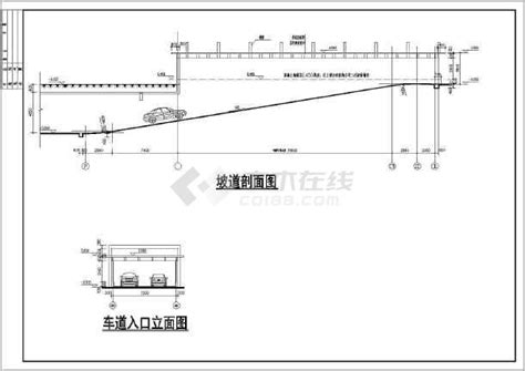 北京大型二层地下车库设计图纸（坡道展开详图）_人防车库_土木在线