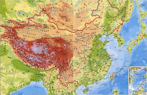 中国地理地形分布图和各地的海拔高度？-