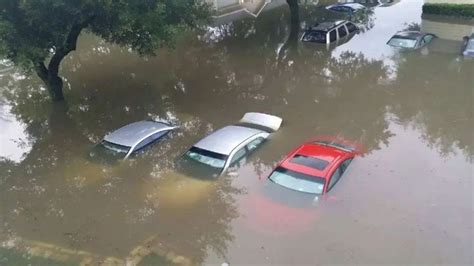 组图：平顶山暴雨后数十辆汽车被淹 市区严重积水--本地新闻——中原网