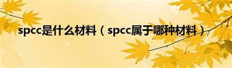 spcc是什么材料（spcc属于哪种材料）_文财网