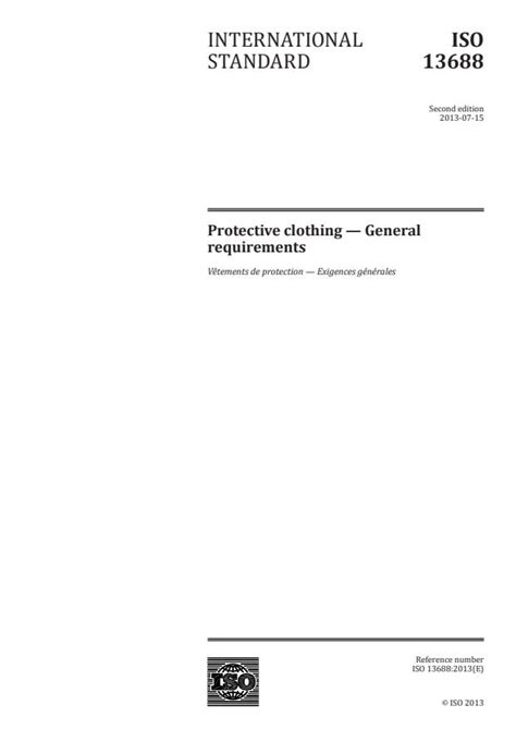 ISO 13688:2013 - Protective clothing — General requirements