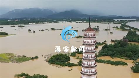航拍广东英德洪水浸城