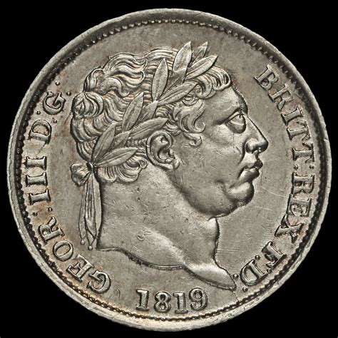 1819 George III Milled Silver Shilling, A/EF