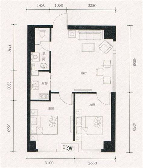 二室一厅户型平面图2019-房天下家居装修网