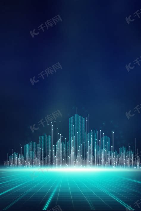 城市光效蓝色科技感线条背景图片免费下载-千库网