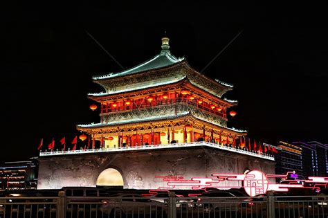 西安古城钟楼高清图片下载-正版图片500399065-摄图网