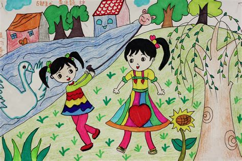 儿童画水彩画图片欣赏《春天来了》 肉丁儿童网
