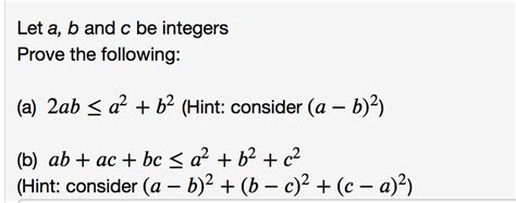 Solved: Let A, B And C Be Integers Prove The Following: (a... | Chegg.com