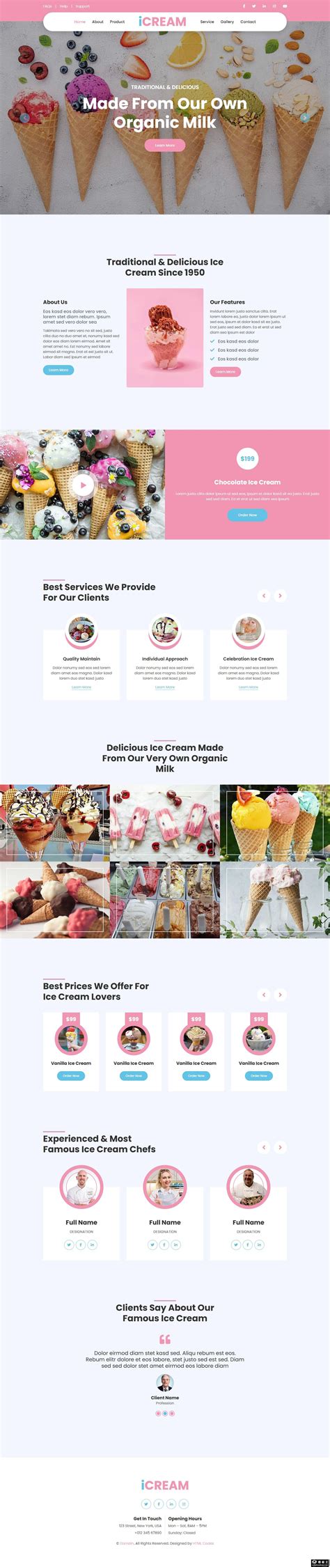甜美冰激凌网页模板免费下载html - 模板王