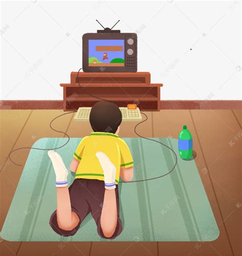 宅生活打游戏的小男孩素材图片免费下载-千库网