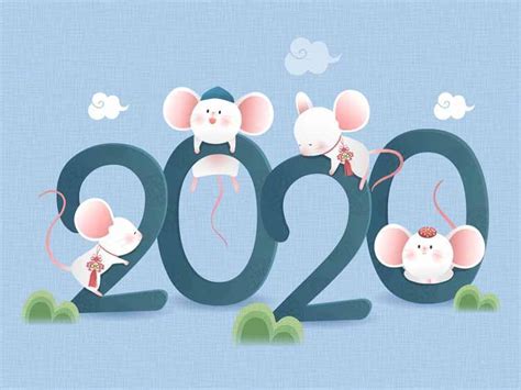 10款可爱手绘卡通老鼠2020新年春节古风贺卡海报插画AI矢量素材 - NicePSD 优质设计素材下载站
