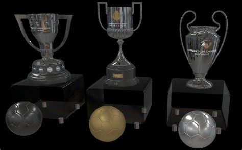 西甲奖杯 西班牙国王杯奖杯 欧冠奖杯3d模型免费下载-视觉年