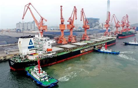 茂名广港首次迎来十万吨级外贸粮船（图）