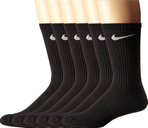 Nike Performance Cotton Cushioned Crew Socks 6 Pairs, Black / Large ...