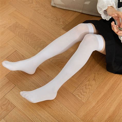 白色长筒袜丝袜童袜女童舞蹈丝袜高筒袜过膝表演袜子校服3327-阿里巴巴