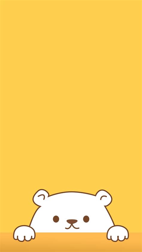 简约黄色背景可爱小熊手机壁纸-比格设计