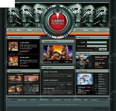 游戏网页设计模板PSD素材免费下载_红动网