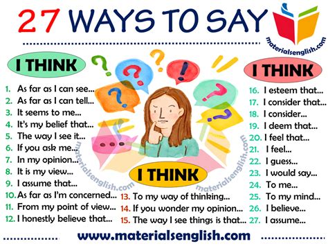26 Different ways to Say I THINK in English – Materials For Learning ...