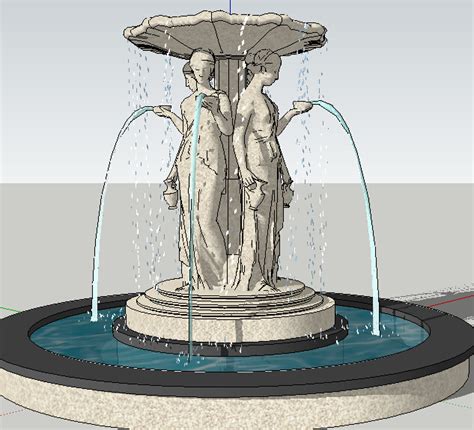 人物水景喷泉雕塑设计SU模型