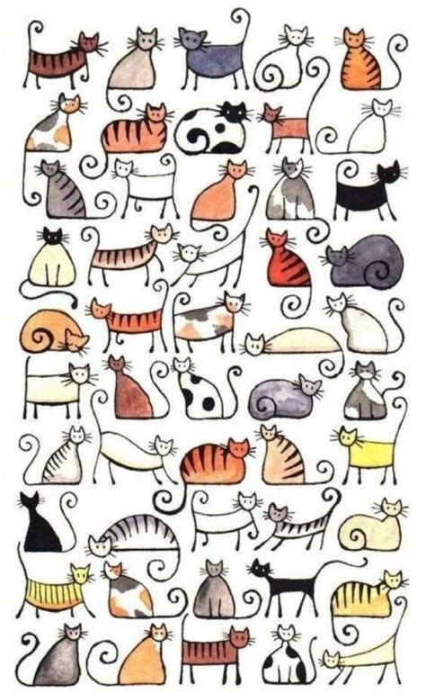 快乐小猫咪Q版卡通画画法 猫咪手绘教程 猫咪简笔画儿童画[ 图片/13P ] - 才艺君