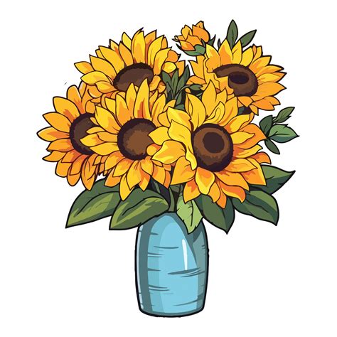 Sunflower bouquet modern pop art style, Sunflower illustration, simple ...