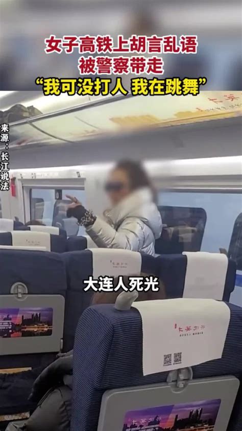 女子高铁上胡言乱语被警察带走_腾讯视频
