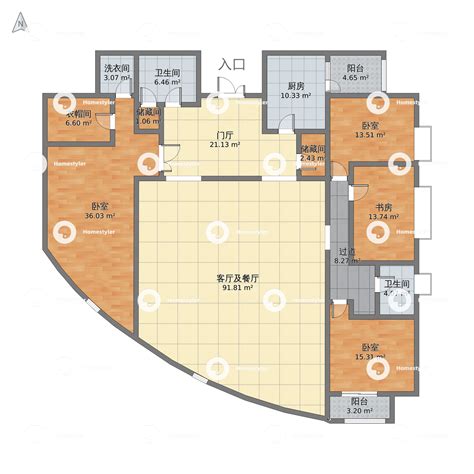 北京市朝阳区 金隅国际3室2厅2卫 197m²-v2户型图 - 小区户型图 -躺平设计家
