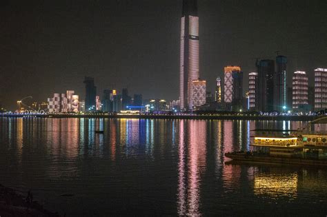 武汉汉江江滩夜景,港口码头,建筑摄影,摄影,汇图网www.huitu.com
