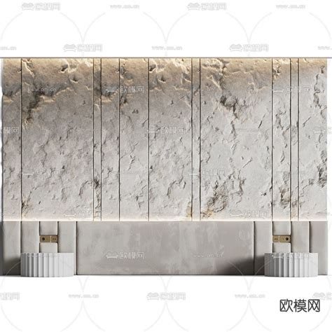 现代原石岩板床头背景墙3d模型下载_ID12025232_3dmax免费模型-欧模网