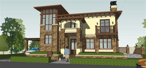 托斯卡纳风格三层独栋别墅住宅sketchup模型 - SketchUp模型库 - 毕马汇 Nbimer