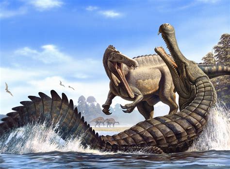 恐龙动画系列：龙王龙大战棘龙，鲨齿龙