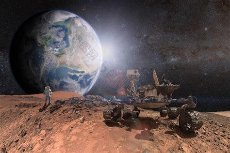 好奇的火星漫游者探索红色星球的表面美国航高清图片下载-包图网