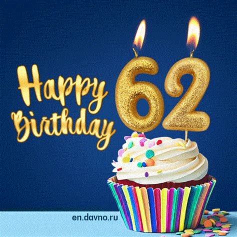 Happy Birthday - 62 Years Old Animated Card — Download on Funimada.com