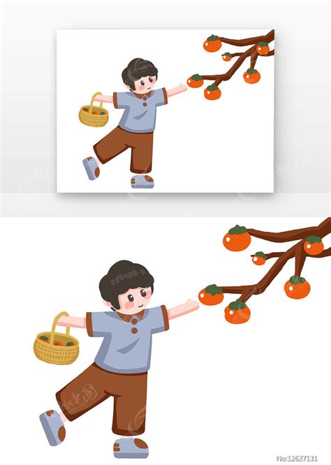 可爱霜降女孩摘柿子图片下载_红动中国