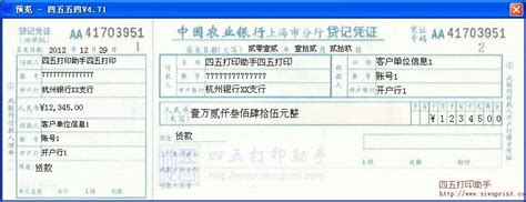 中国农业银行上海市分行贷记凭证打印模板 >> 免费中国农业银行 ...