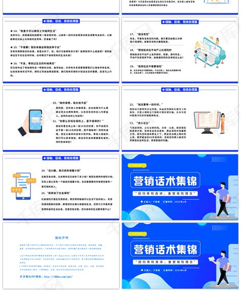 蓝色商业营销话术集锦PPTppt模板免费下载-PPT模板-千库网