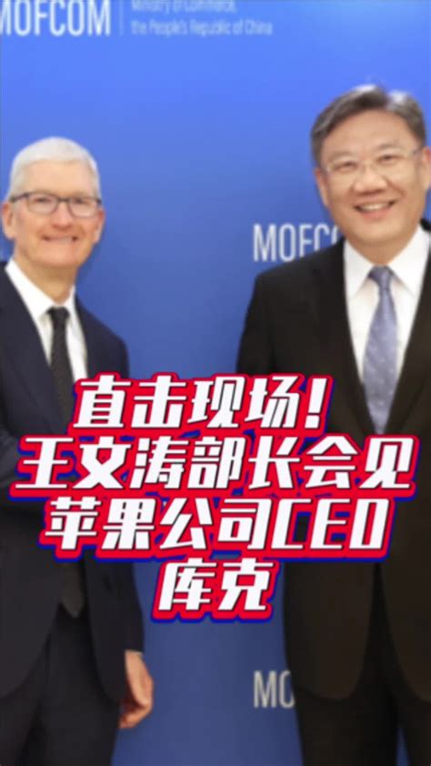 商务部长王文涛会见美国苹果公司首席执行官库克