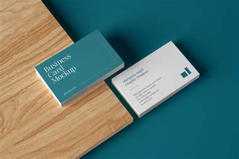 个人优雅名片设计图样机模板 Elegant Business Card Mockup-变色鱼