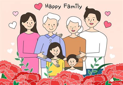 10款卡通幸福甜蜜家庭人物合照合影全家福AI矢量插画设计素材 - NicePSD 优质设计素材下载站