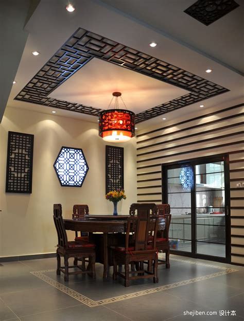 中式餐厅吊顶装修效果图 – 设计本装修效果图