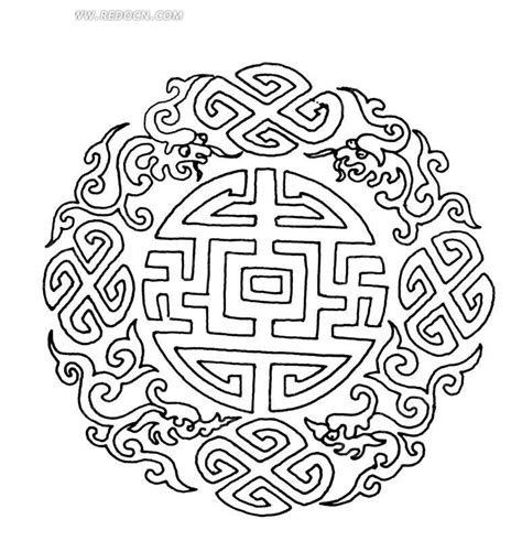 中国古典图案-卍字纹和卷曲纹龙纹构成的圆形图案AI素材免费下载_红动中国