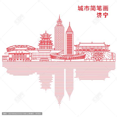 济宁城市简笔画,背景底纹,设计素材,设计模板,汇图网www.huitu.com